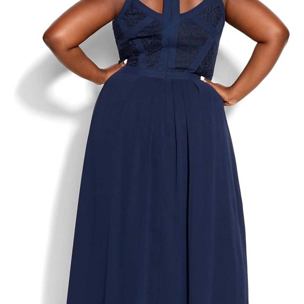 CITY CHIC Navy Sleeveless Maxi Dress- NMT SIZE 16 - Picture 5 of 12